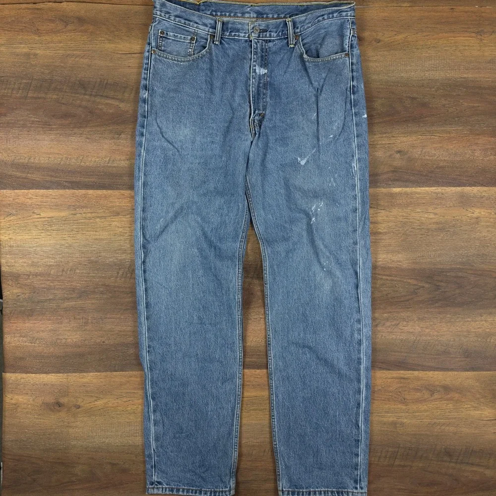 Levis 550 Relaxed Fit Tapered Leg Light Wash Blue Denim Jeans Mens 38x36 Vintage